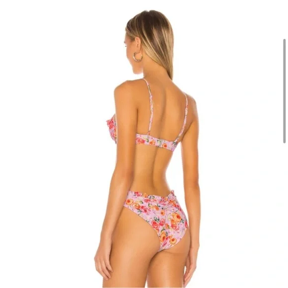 For Love and Lemons Augusta Pink and Orange Bikini Top And Bottom Size Small - Picture 5 of 9
